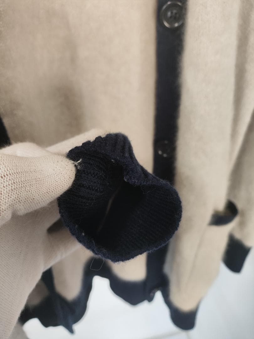 【高級素材】Maglia Plus ラクーン カーディガン ふわふわ 紺配色