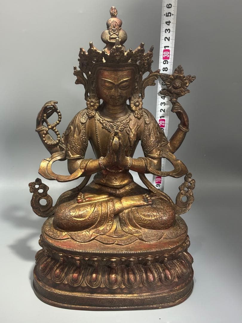 九*愛様 (期間セール)仏教古美術 純銅静座観音 四腕観音仏像文化遺産 文化財仏