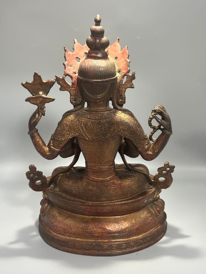 九*愛様 (期間セール)仏教古美術 純銅静座観音 四腕観音仏像文化遺産 文化財仏