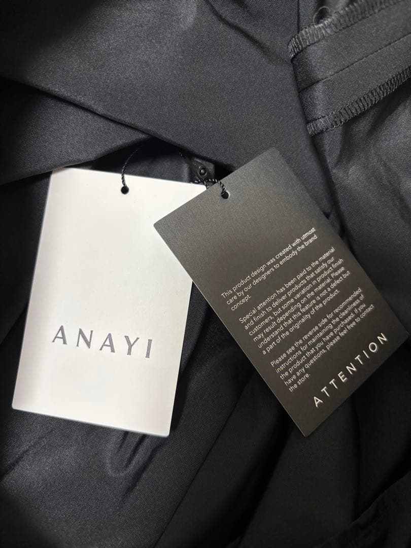 ANAYI シアーオーガンジーボウタイワンピース ブラック 36