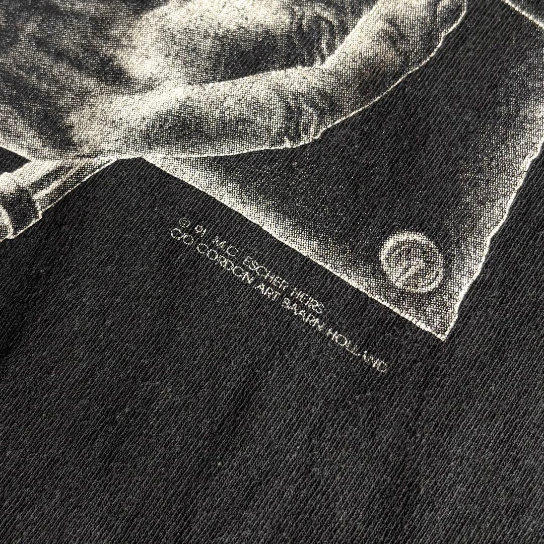【XL】90s M.C.Escher 描く手 アートプリントTシャツ シングル