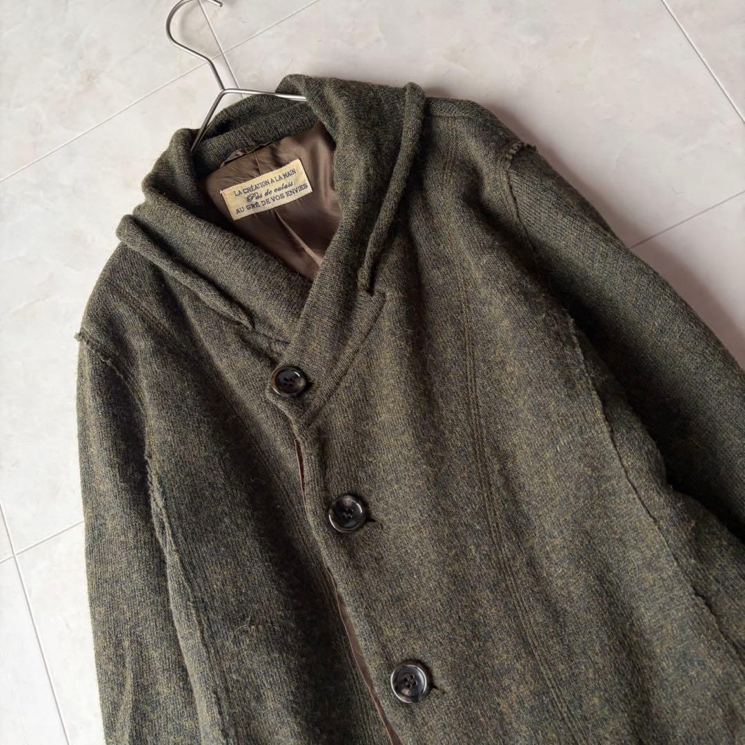パドカレ pas de calais ニットコート ウールリネンアルパカ 緑