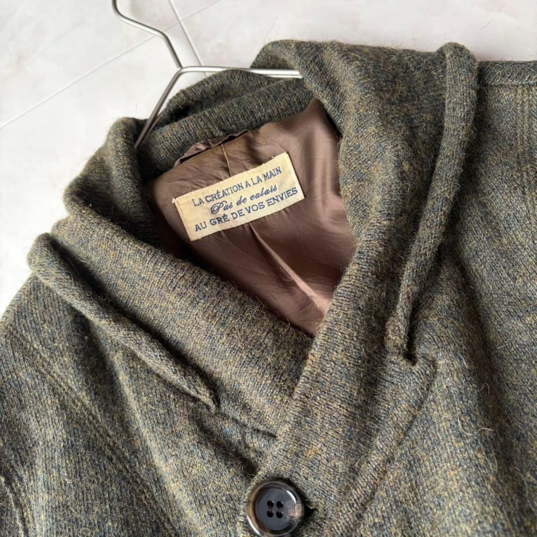 パドカレ pas de calais ニットコート ウールリネンアルパカ 緑