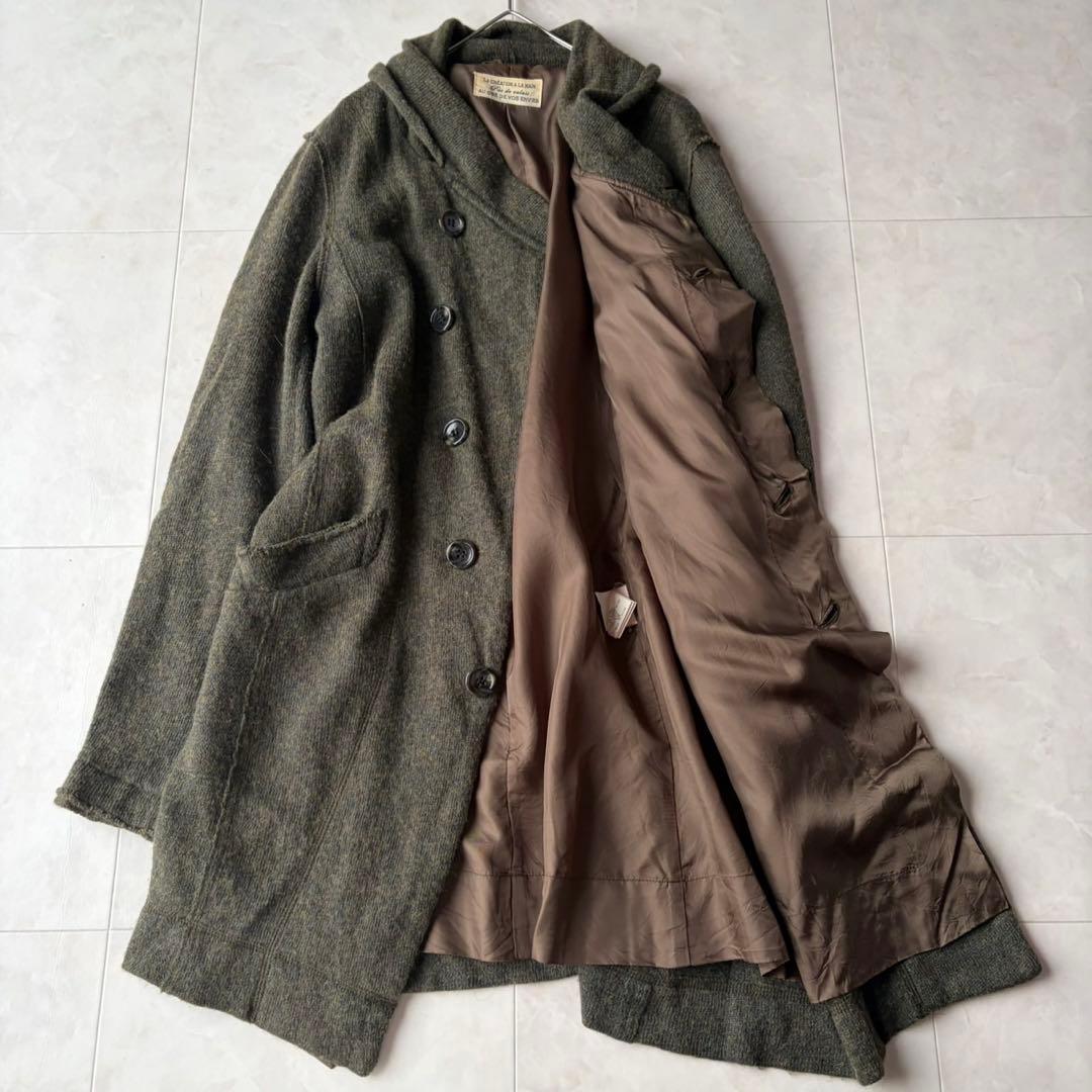 パドカレ pas de calais ニットコート ウールリネンアルパカ 緑