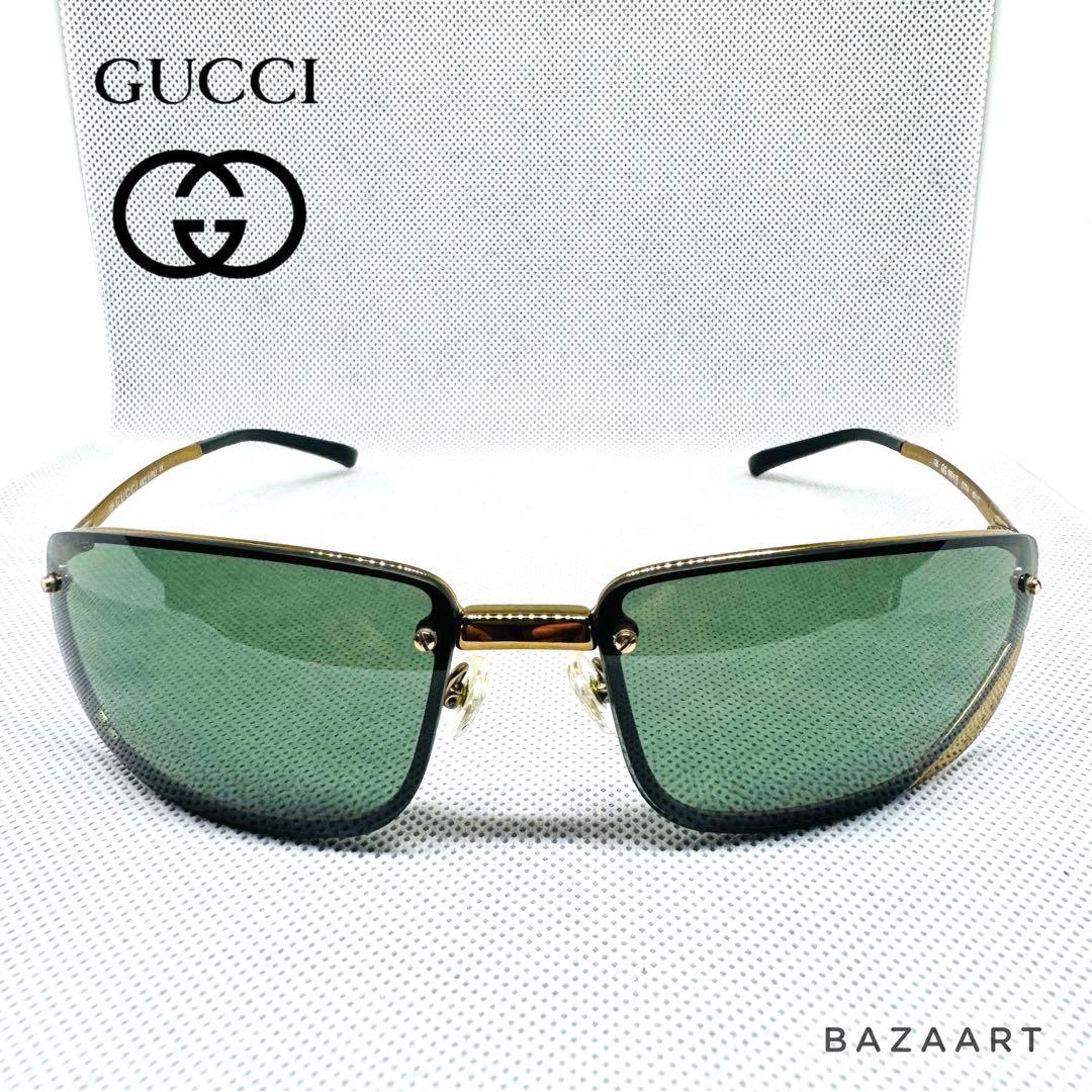 GUCCI グッチ サングラス GG1691 ゴールド メタル グリーン 美品