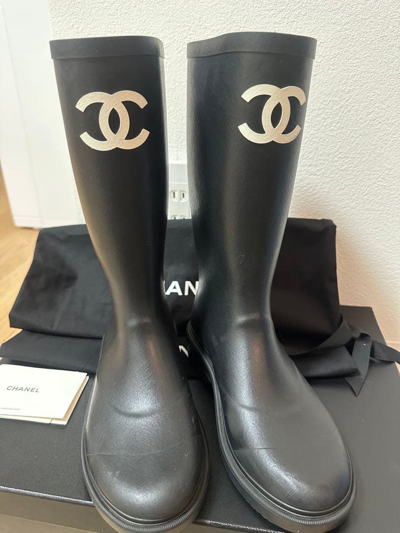 CHANEL レインブーツ シャネル 37ココマーク CCマーク 靴 シューズ