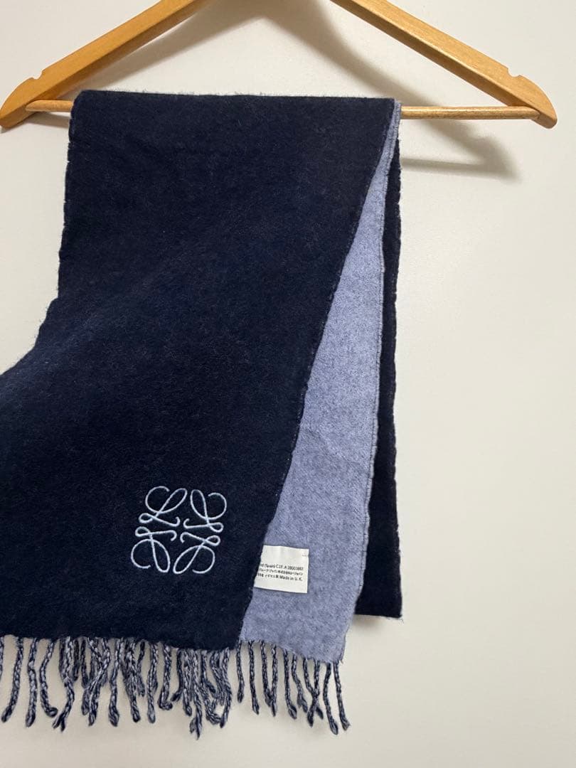 LOEWE ダークネイビーブルーのロエベ アナグラム マフラー