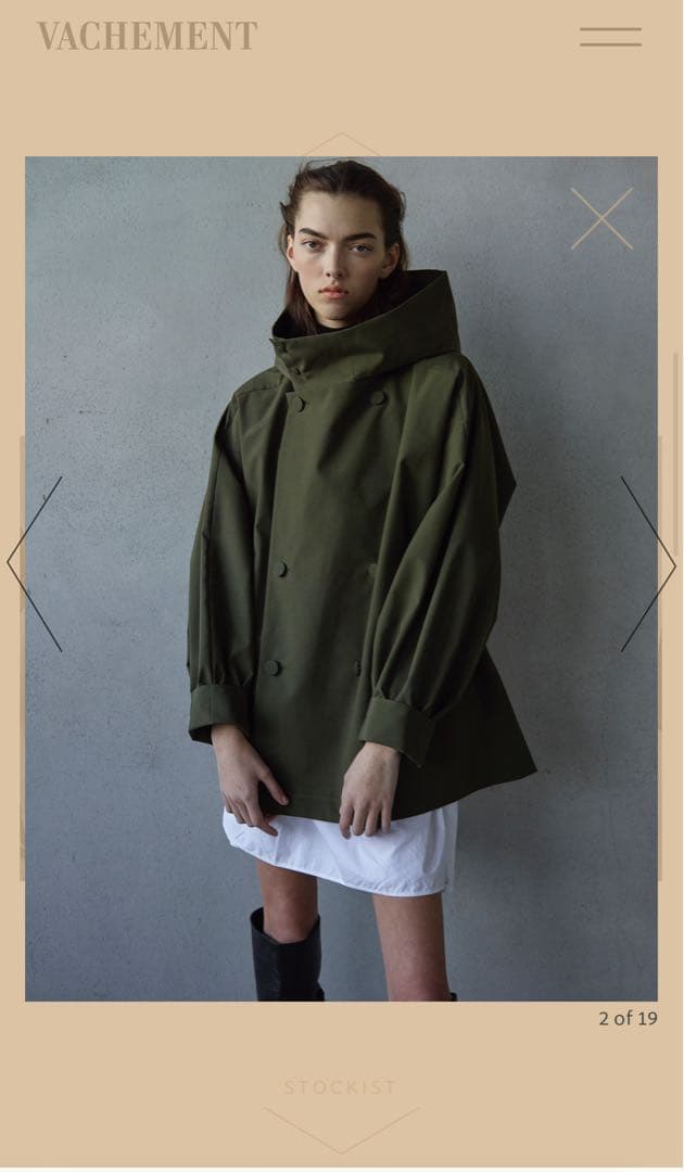 VACHEMENTシェルタフタショートフーディトレンチ 23AW