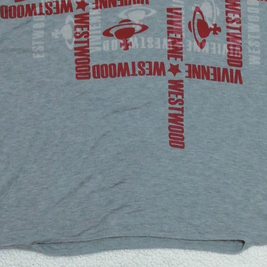 ヴィヴィアンウエストウッドマン オーブ英字総柄ストレッチVネックTシャツ(46)