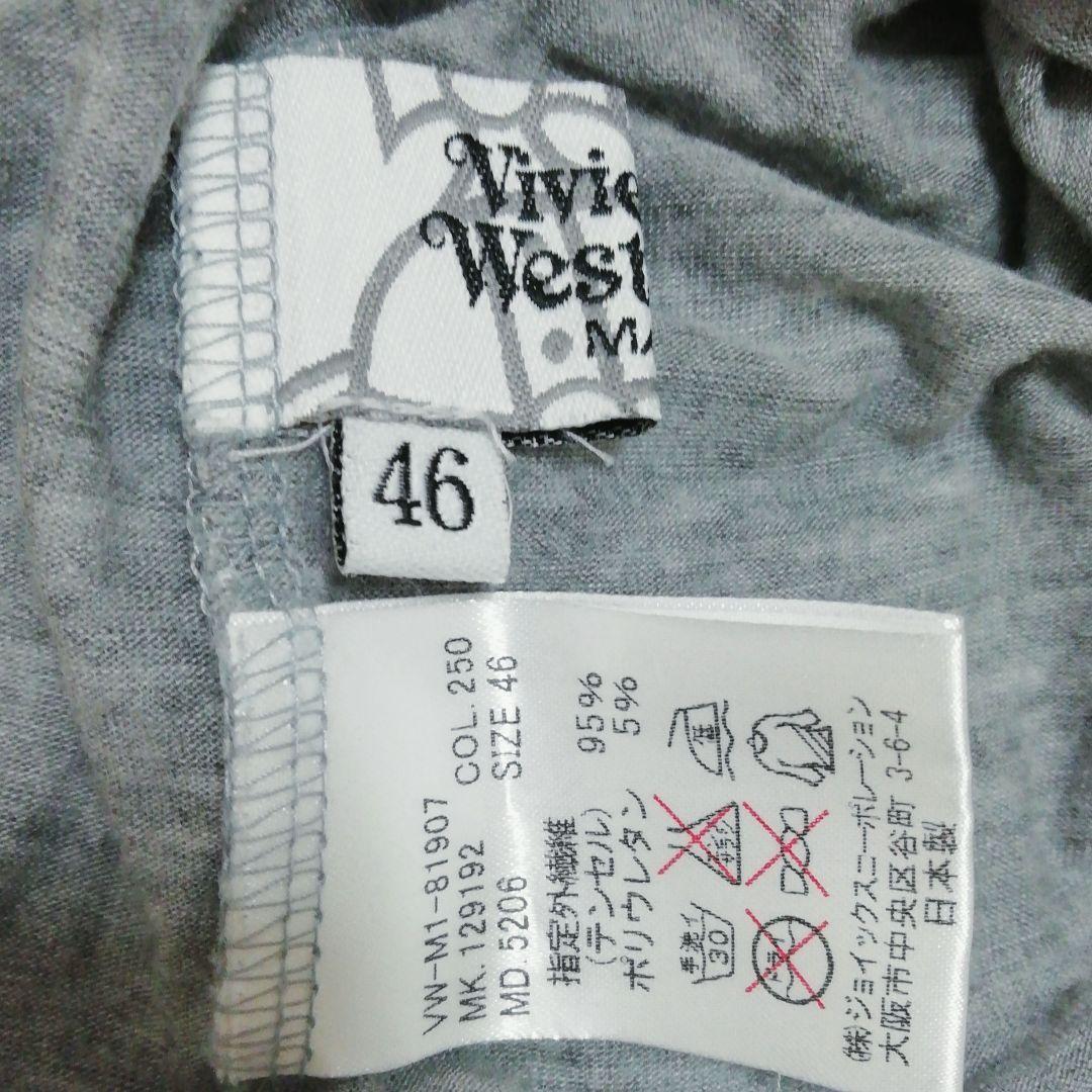 ヴィヴィアンウエストウッドマン オーブ英字総柄ストレッチVネックTシャツ(46)