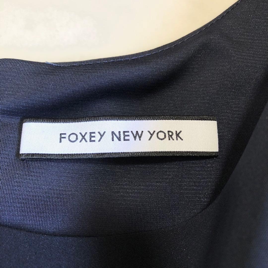 【新品タグ付】 FOXEY フォクシー フリルワンピース 38 ネイビー