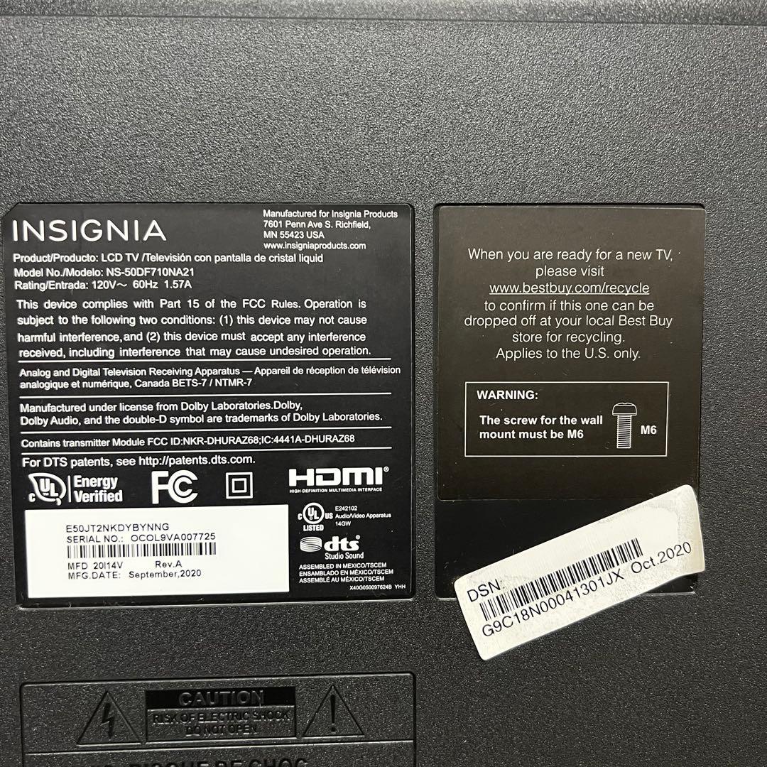 全国送料込❣️INSIGNIA50型4K fireスマートTVネット動画アプリ搭載
