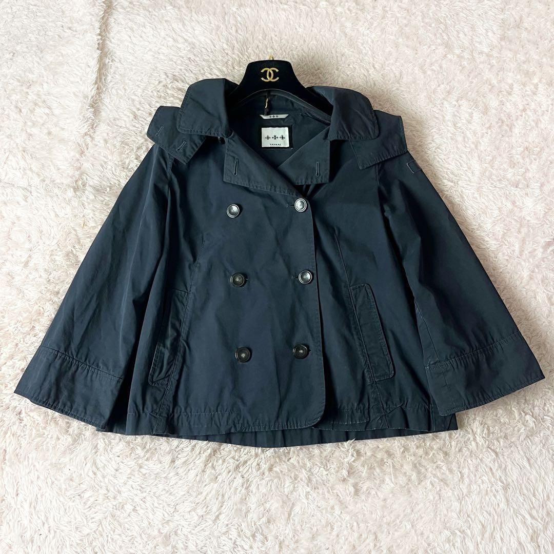タトラス トレンチコート ロゴワッペン 2WAY フード ネイビー 紺 S