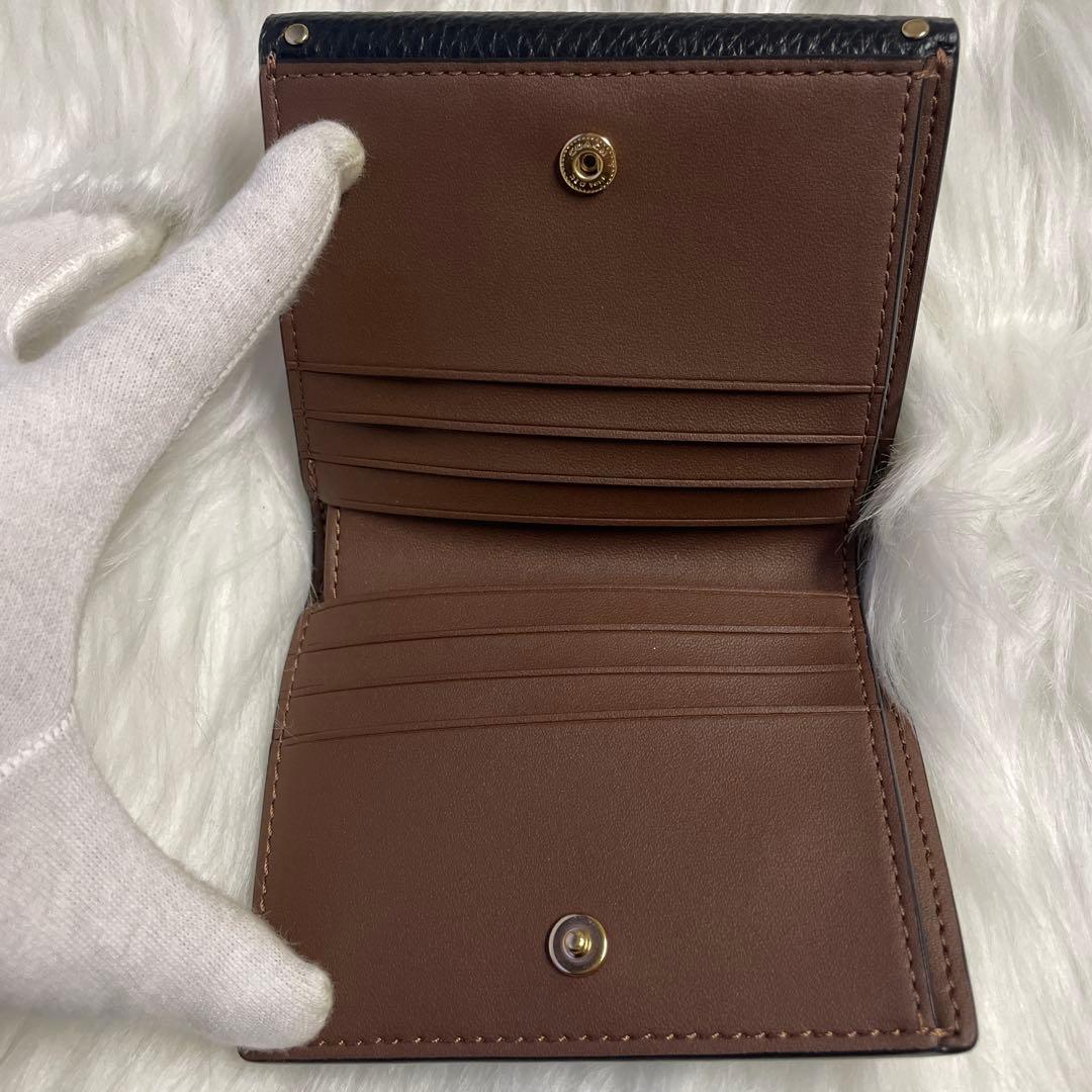 【極美品】COACH コーチ 二つ折り財布 シグネチャー ダークブラウン