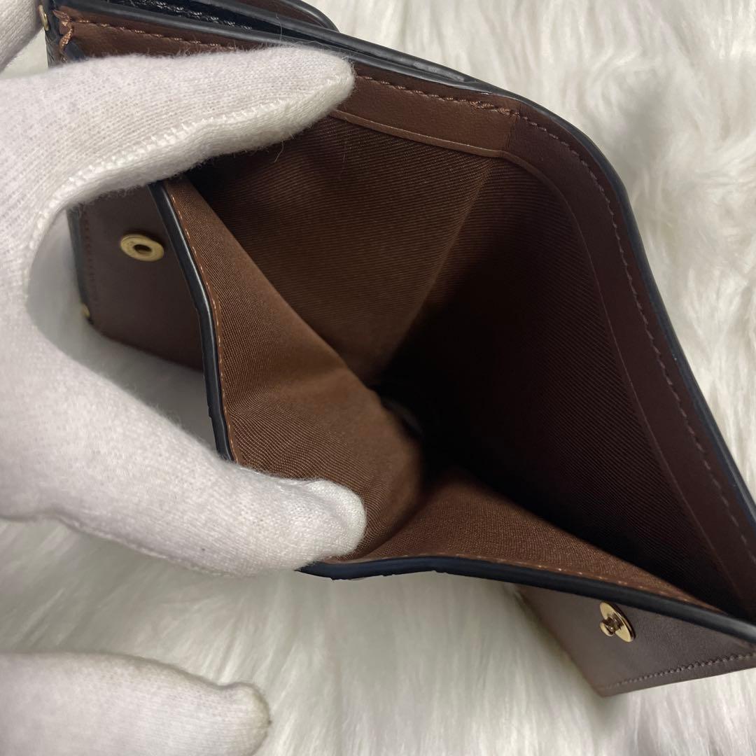 【極美品】COACH コーチ 二つ折り財布 シグネチャー ダークブラウン