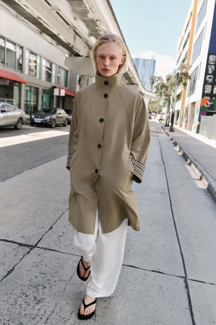 完売品 ZARA オーバーサイズチェック柄カフストレンチコート S新品タグ付