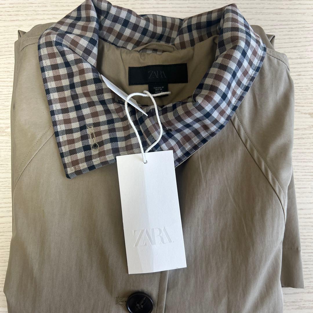 完売品 ZARA オーバーサイズチェック柄カフストレンチコート S新品タグ付
