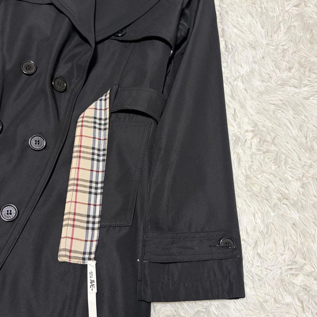 【クリーニング済み】バーバリー ノバチェック　トレンチコート ブラック　XL