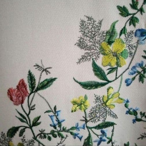 希少【Lois Crayon ♡ロイスクレヨン】花刺繍　ノーカラー　コート　M