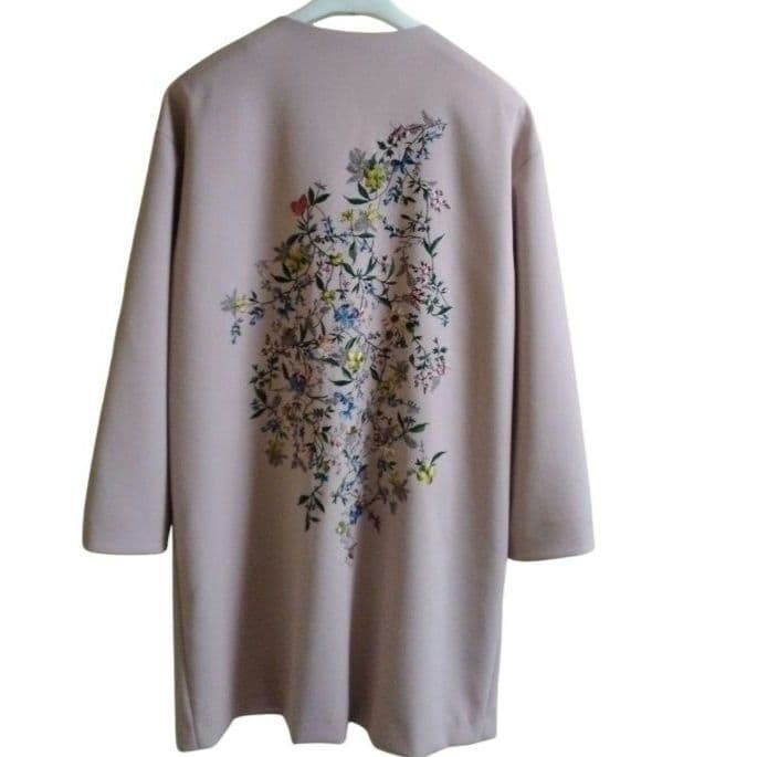 希少【Lois Crayon ♡ロイスクレヨン】花刺繍　ノーカラー　コート　M