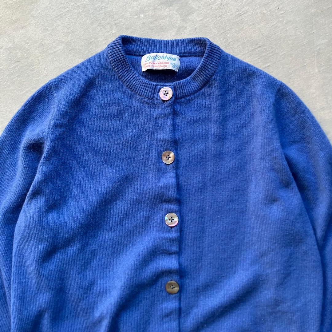 BALLANTYNE CASHMERE カシミヤ100% カーディガン 青 42