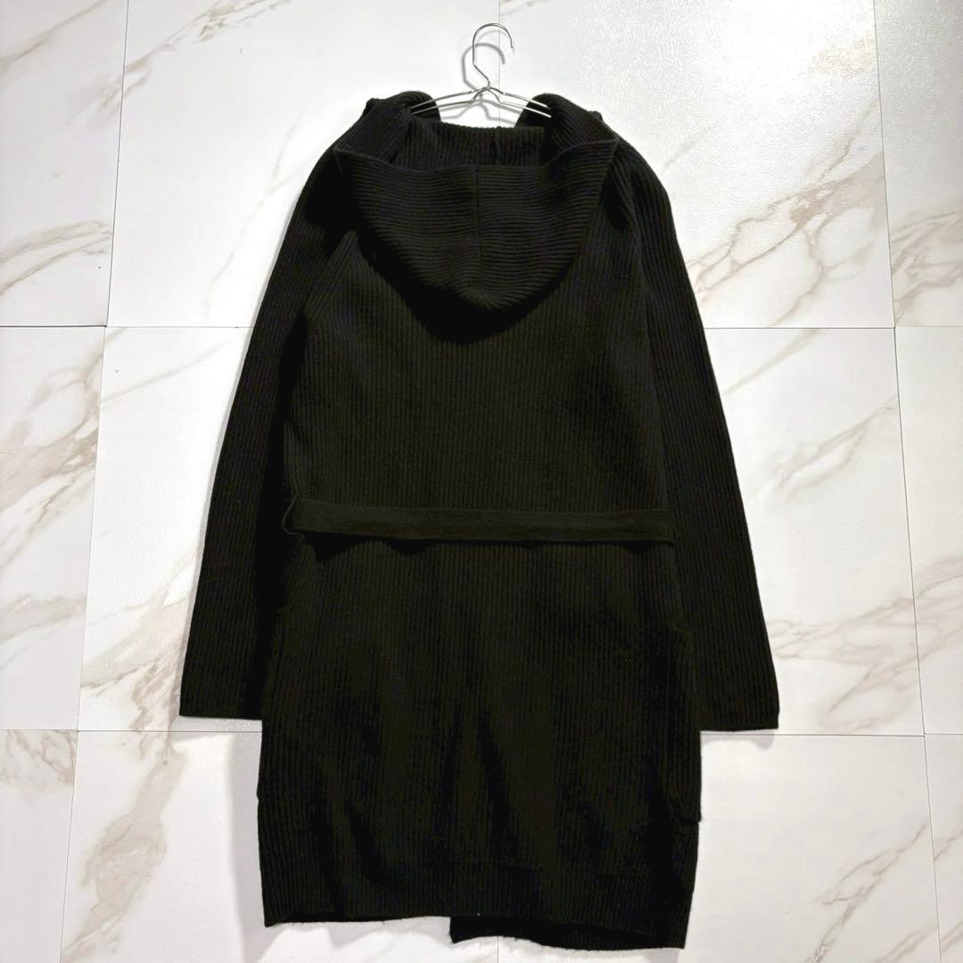 専用【美品】マックスマーラ カシミヤ フード ロングカーディガン ベルト 黒 M