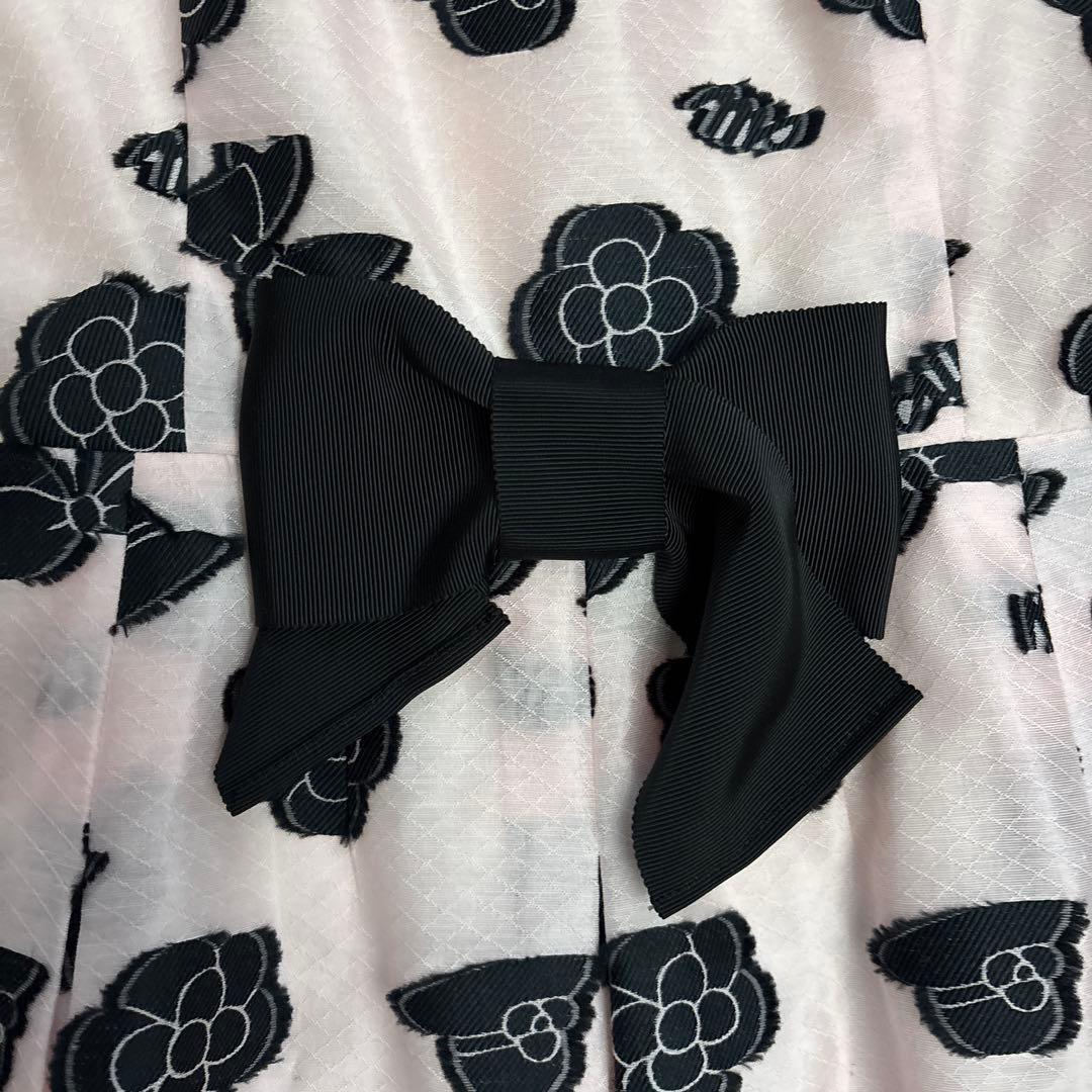 【美品】M'S GRACY エムズグレイシー カメリア リボン柄 ワンピース38