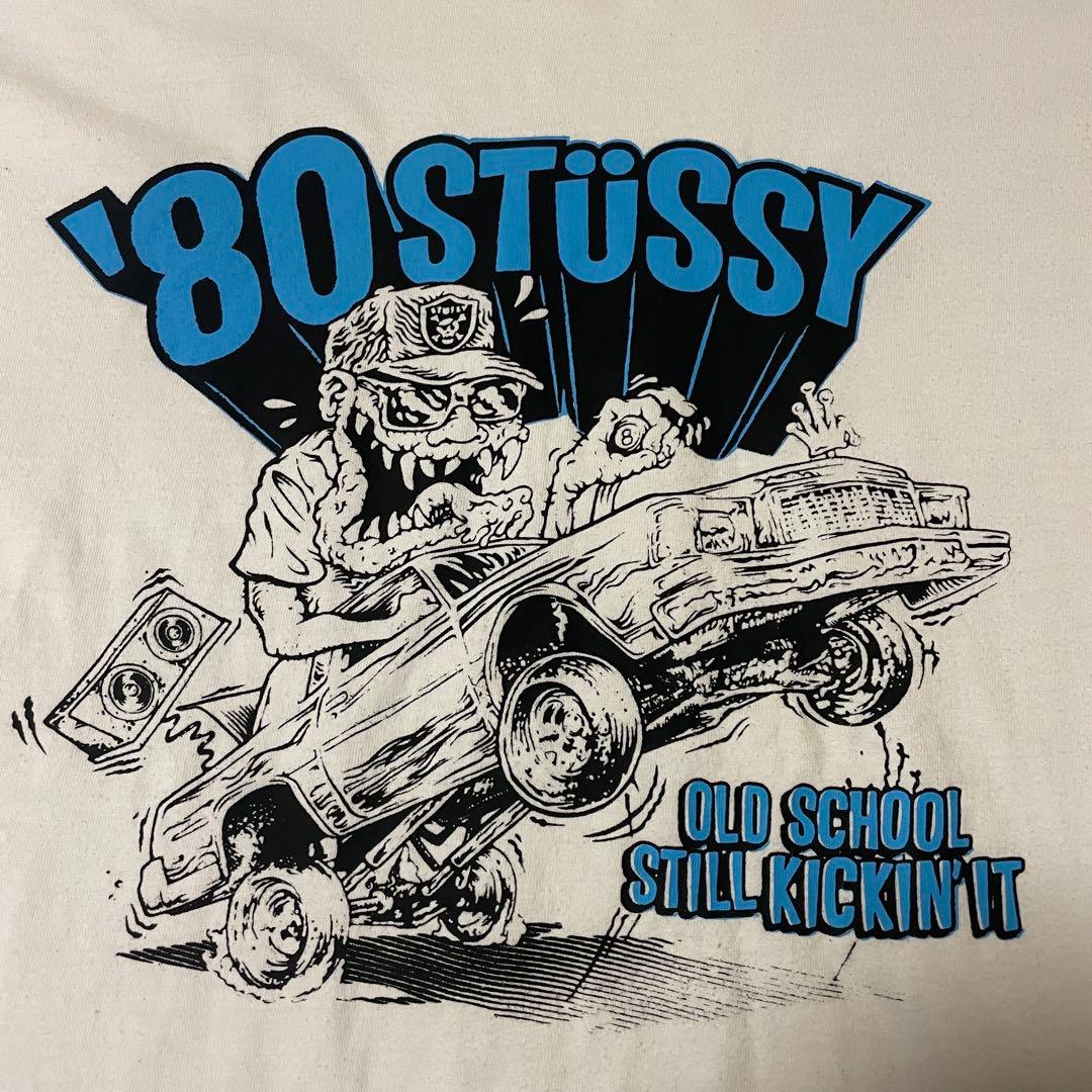 STUSSY Tシャツ XL USA製 80’sロゴ グラフィック白ヴィンテージ