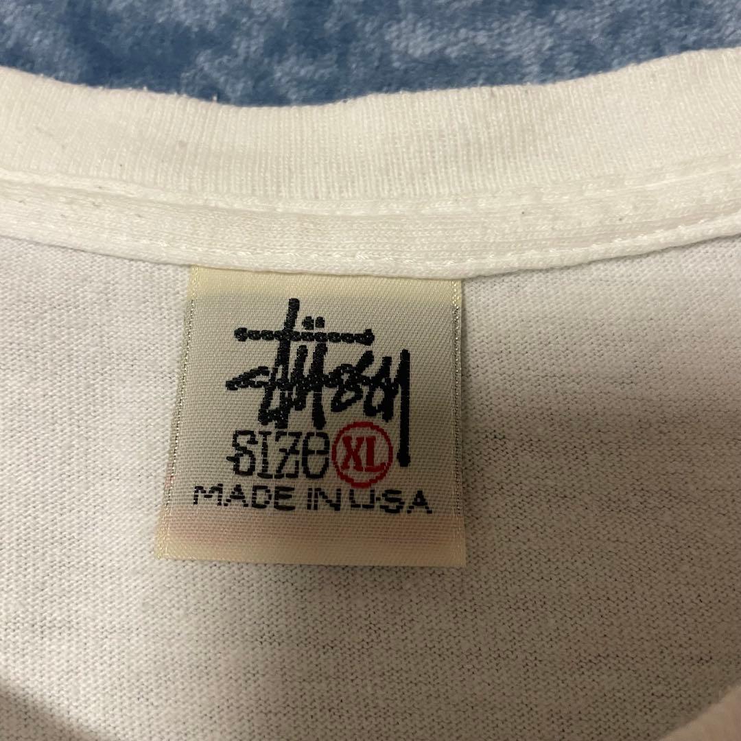 STUSSY Tシャツ XL USA製 80’sロゴ グラフィック白ヴィンテージ