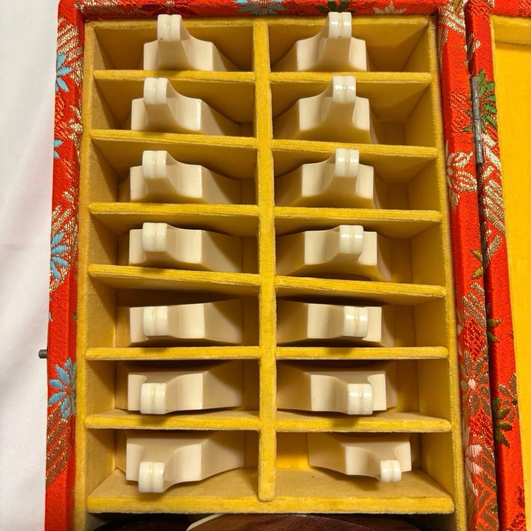 琴柱 14個 収納箱 ケース 琴柱入れ 猫足 花柄