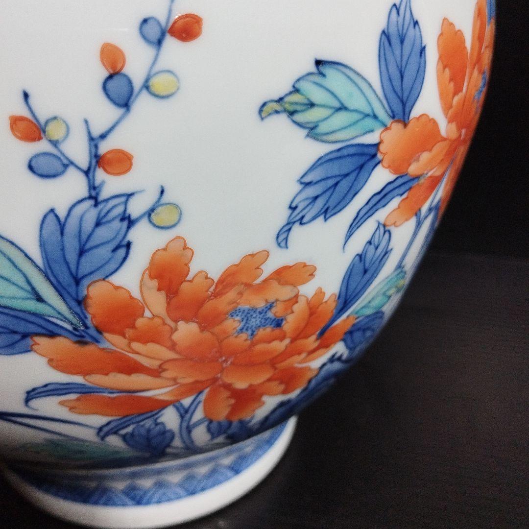 花瓶 壺 色鍋島柴田岳山作