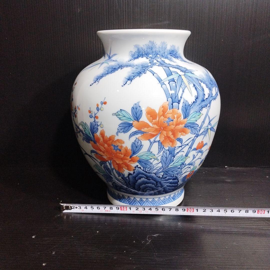 花瓶 壺 色鍋島柴田岳山作