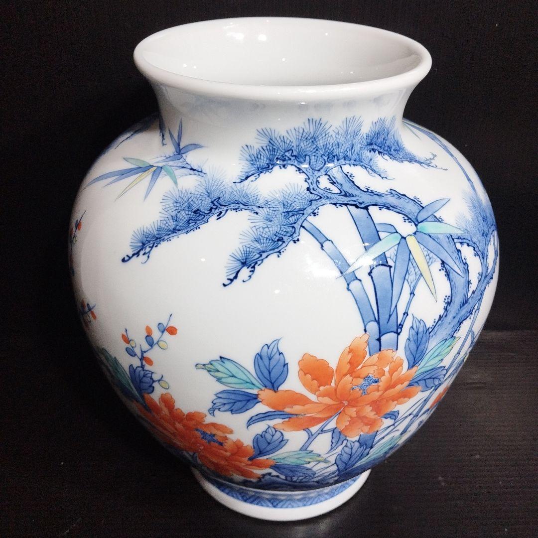 花瓶 壺 色鍋島柴田岳山作