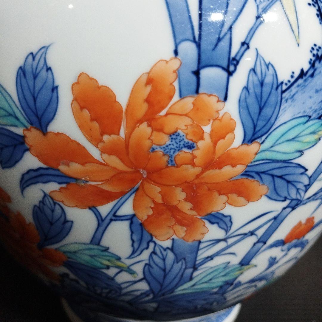 花瓶 壺 色鍋島柴田岳山作