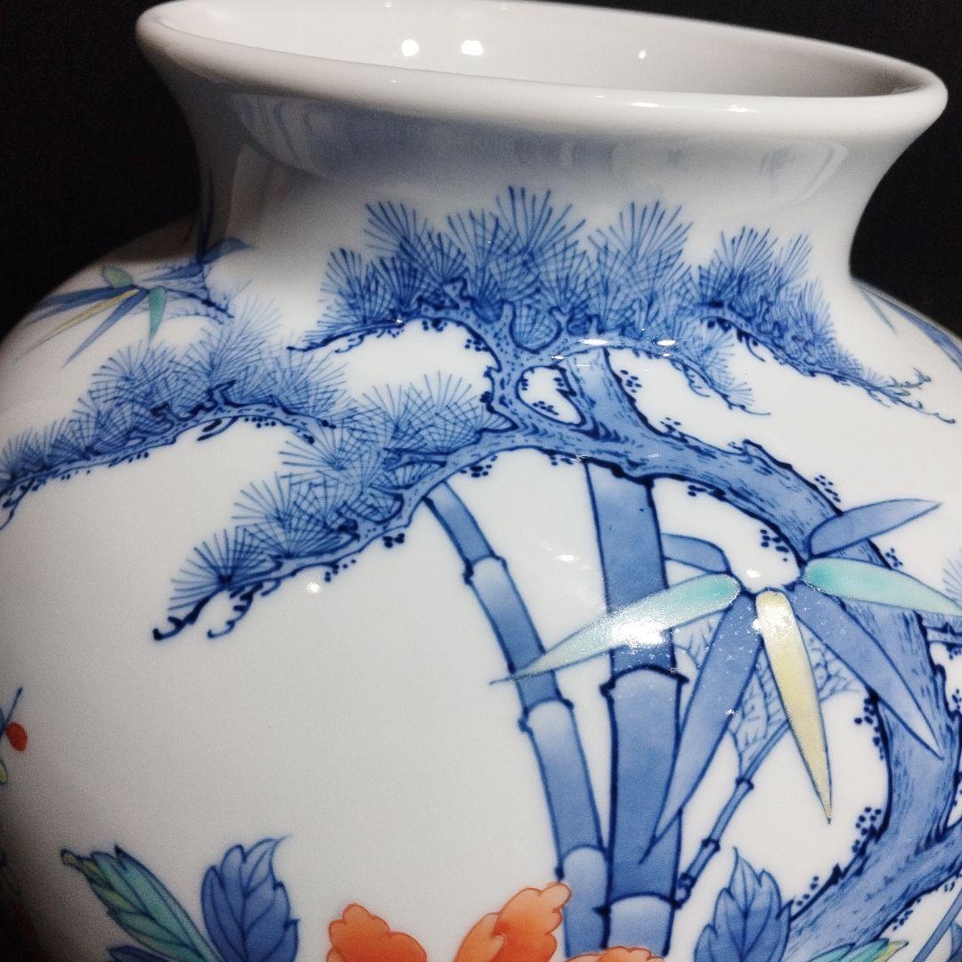 花瓶 壺 色鍋島柴田岳山作