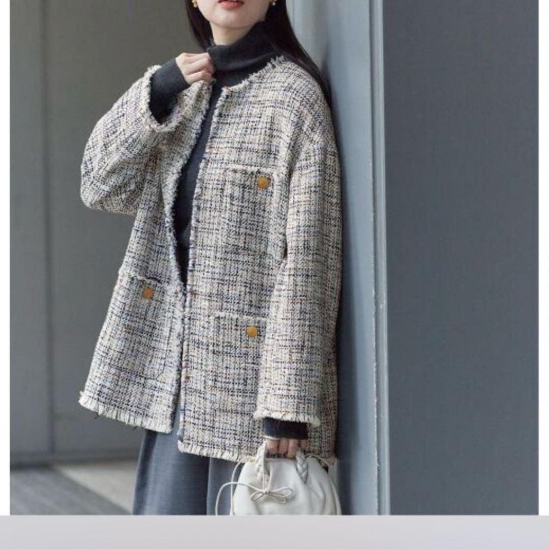 美品 ジャーナルスタンダード GIOLICA ラメツイードBIGジャケット