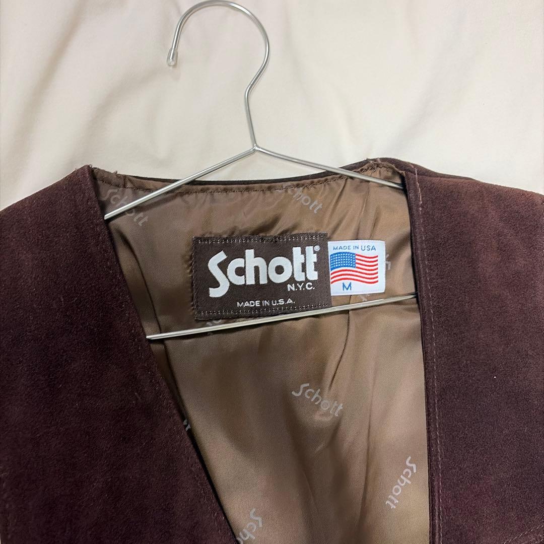 Schott スエード ベスト Mサイズ ブラウン