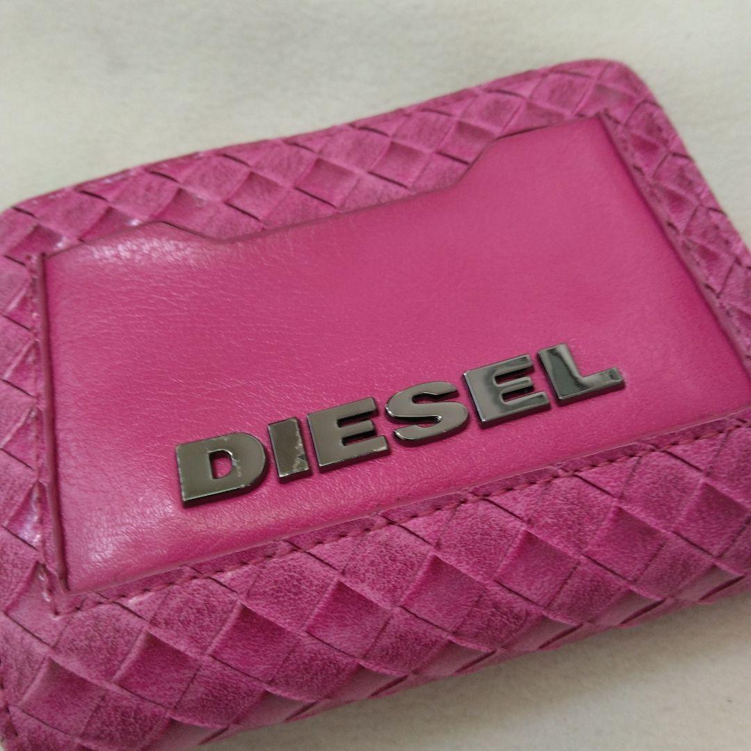 ゆ*う様 DIESEL 編み込みデザイン 二つ折り財布 ピンク