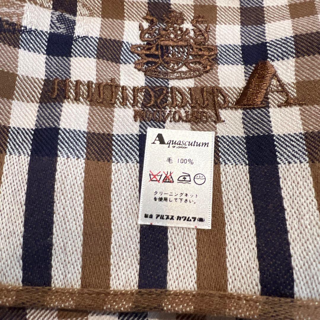 極美品　アクアスキュータム　大判ストール　ウール　Aquascutum
