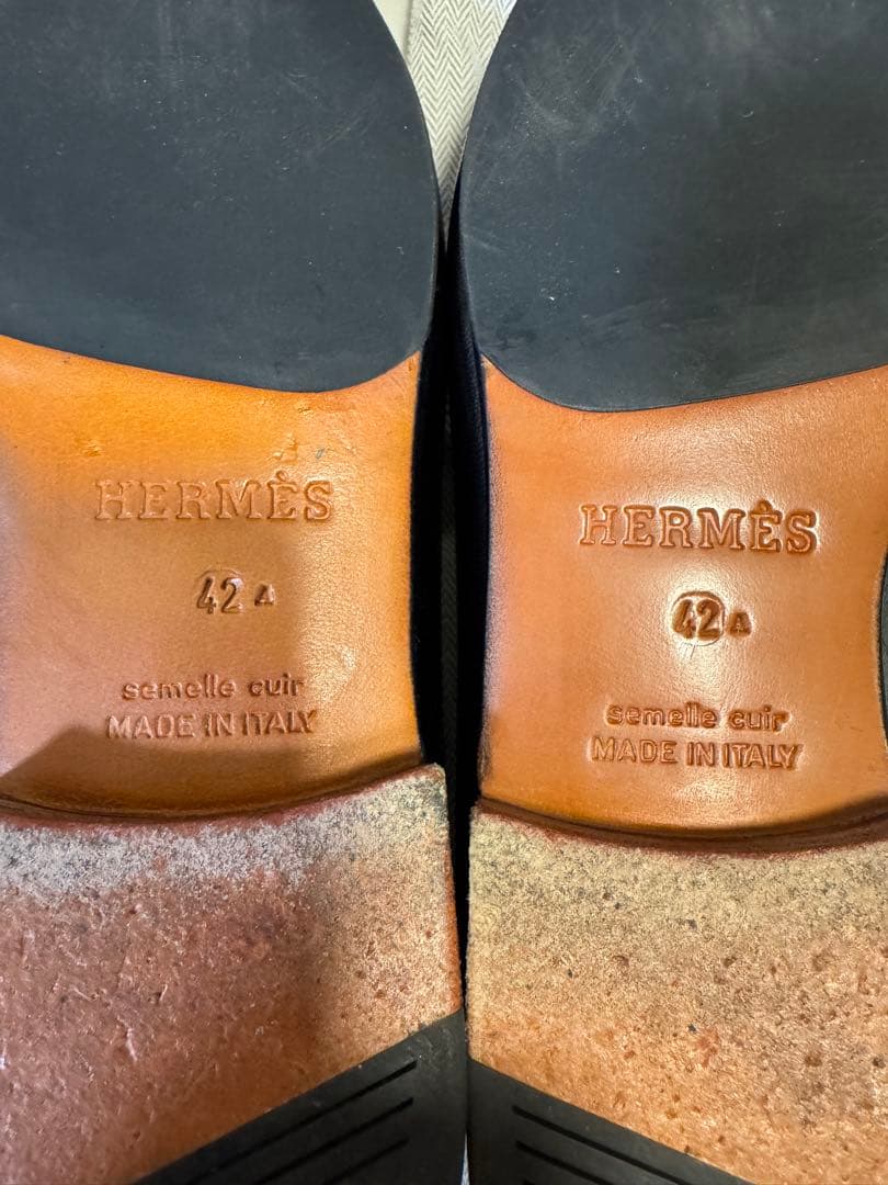 HERMES エルメス モカシン パリ 黒 ブラック ローファー サイズ42