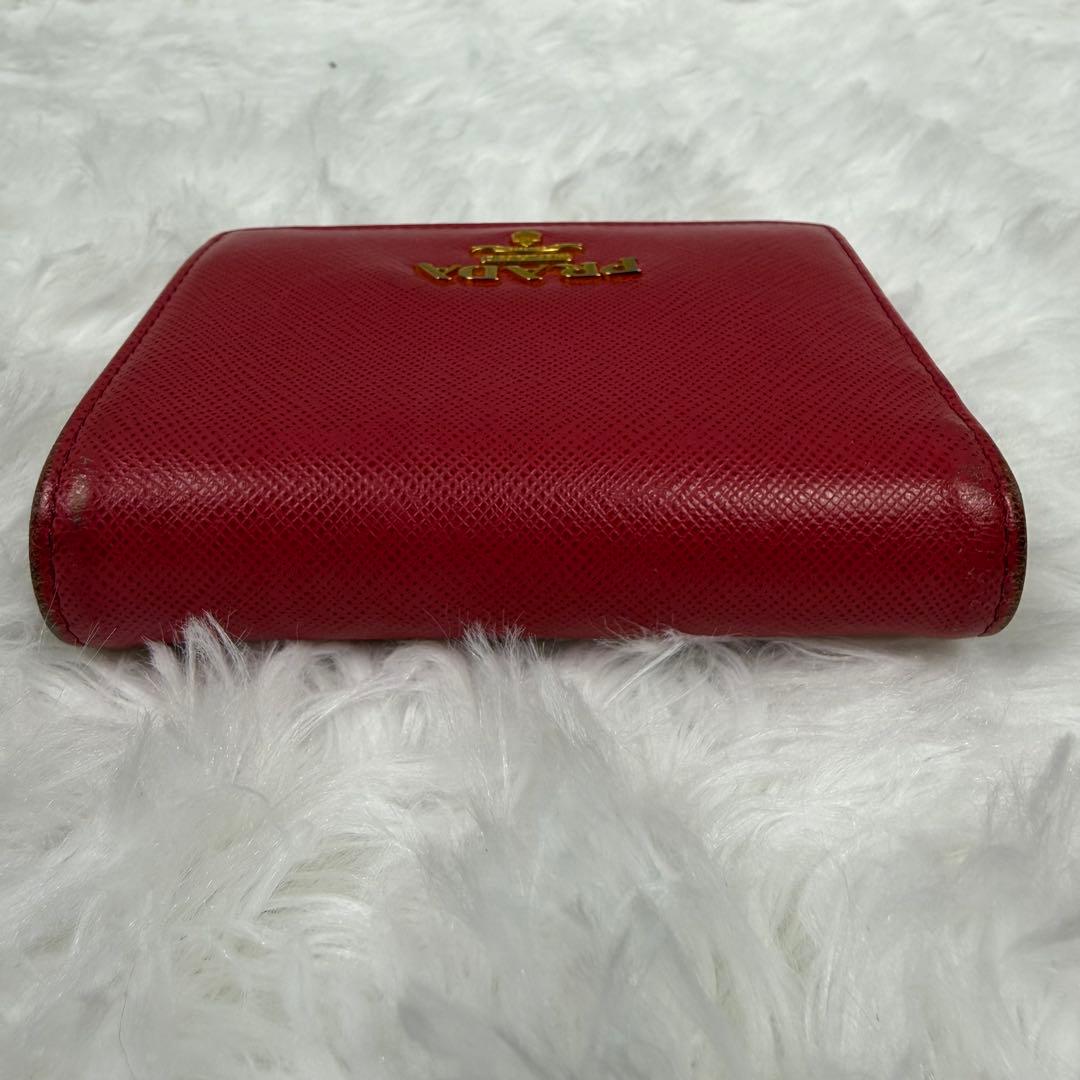 【美品】PRADA プラダ サフィアーノ レザー 二つ折り財布 レディース