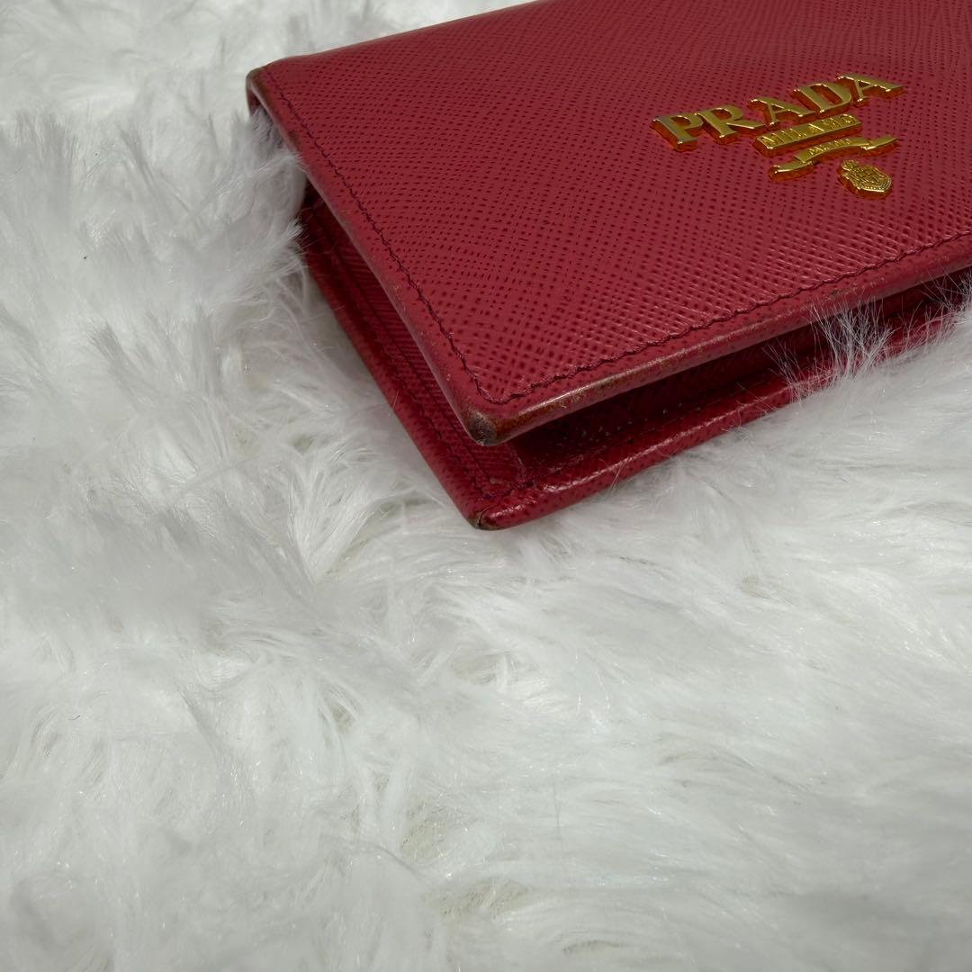 【美品】PRADA プラダ サフィアーノ レザー 二つ折り財布 レディース