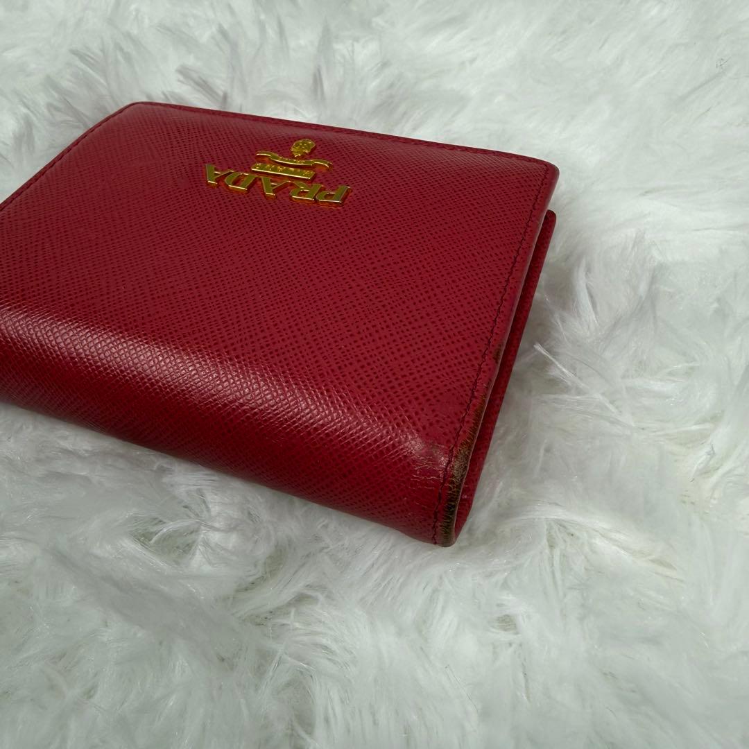 【美品】PRADA プラダ サフィアーノ レザー 二つ折り財布 レディース