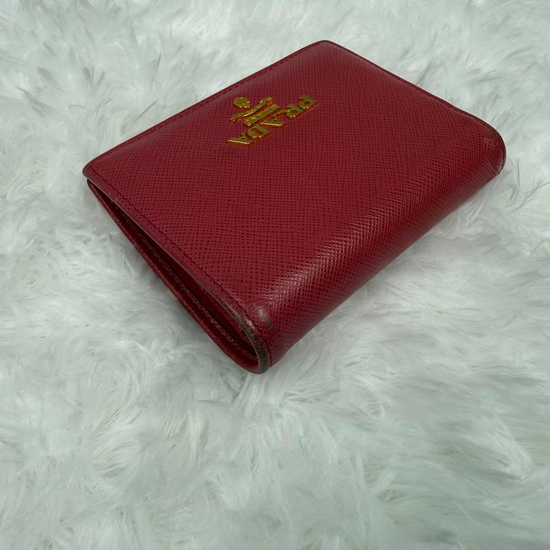 【美品】PRADA プラダ サフィアーノ レザー 二つ折り財布 レディース