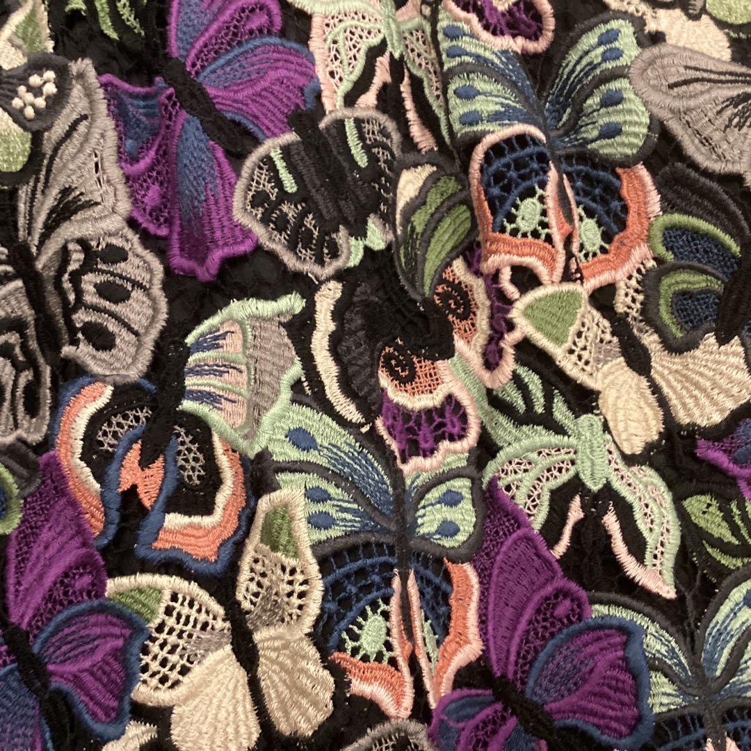 Valentino 蝶刺繍 半袖ひざ丈ワンピース 40