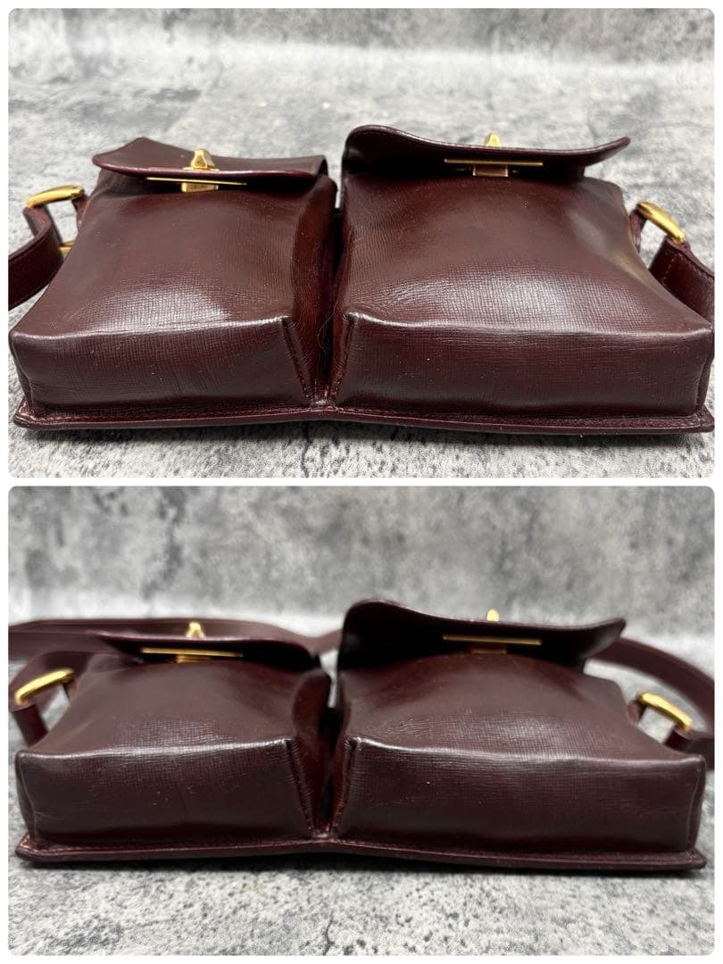✨美品✨GUCCI ボディバッグ ウエストポーチ　ターンロック レザー ボルドー