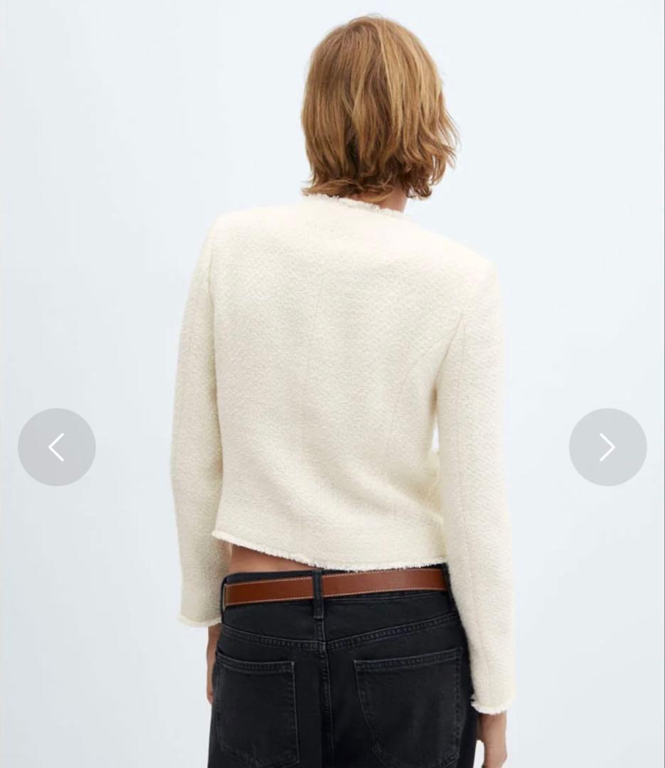 【新品 未使用】ノーカラー ツイード ジャケット 美シルエット