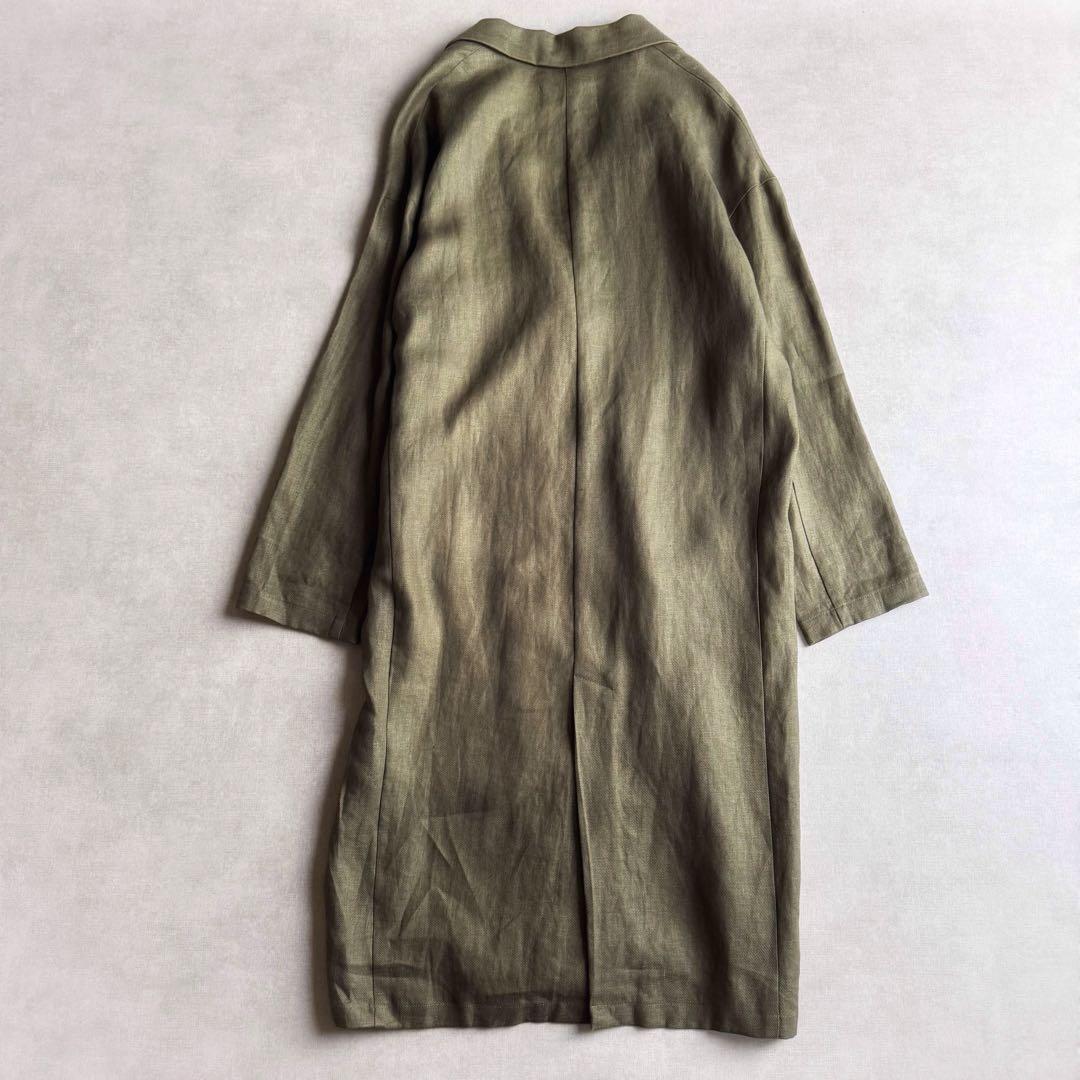 美品▲upper hightsアッパーハイツ//リネンガウンコート▲カーキ