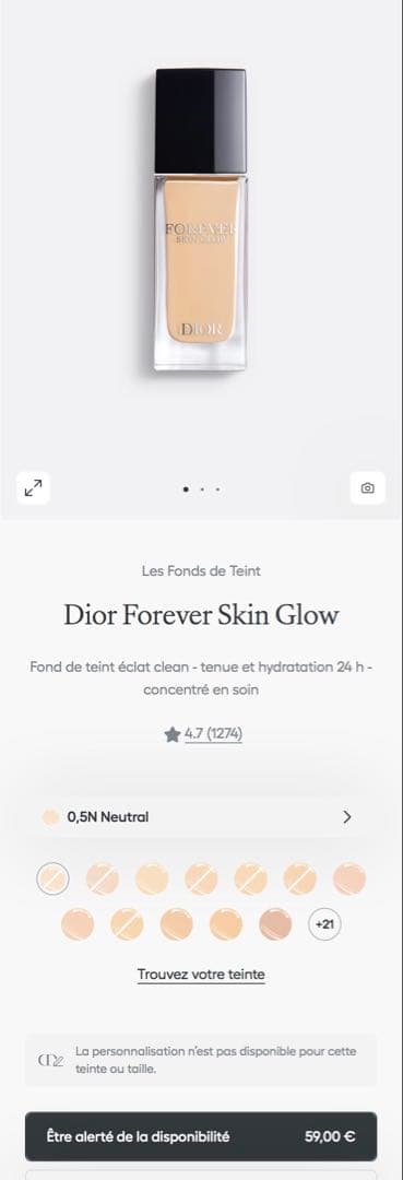 ファンデーション Dior Forever Skin Grow 0.5N Neutral 30ml