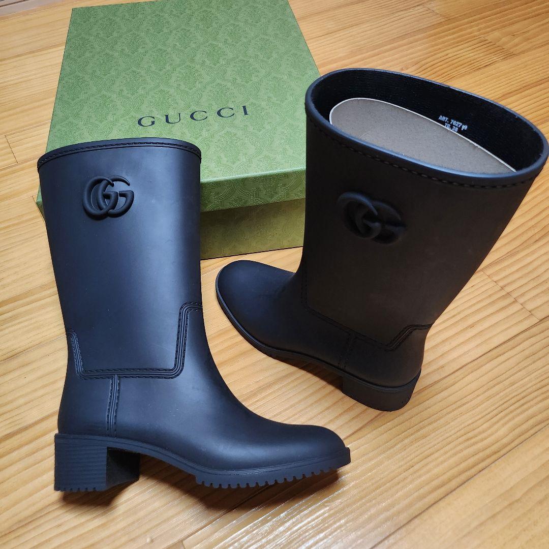 【新品】GUCCI 長靴 レインシューズ レインブーツ GGロゴ付き